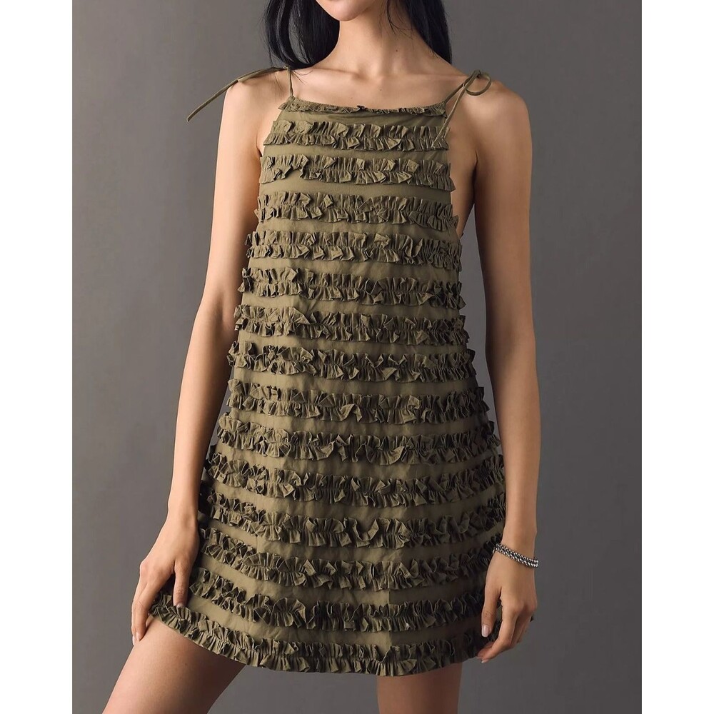 Damson Madder Anthropologie Leili Ruffle Mini Dress Sleeveless Cotton XL 290976